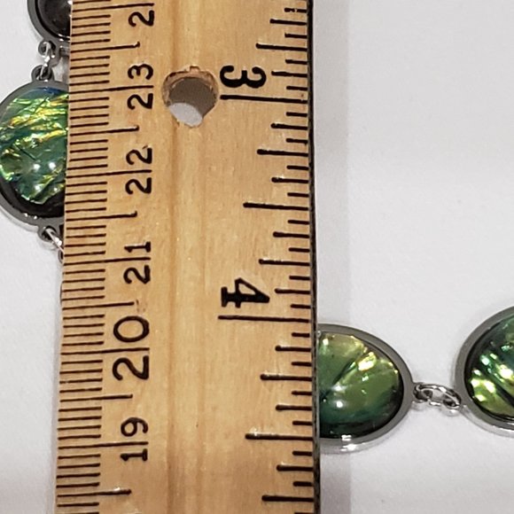 Lab created opal & resin station bracelet (7.5 to 9 in) set in 316L Stainless - Picture 4 of 4